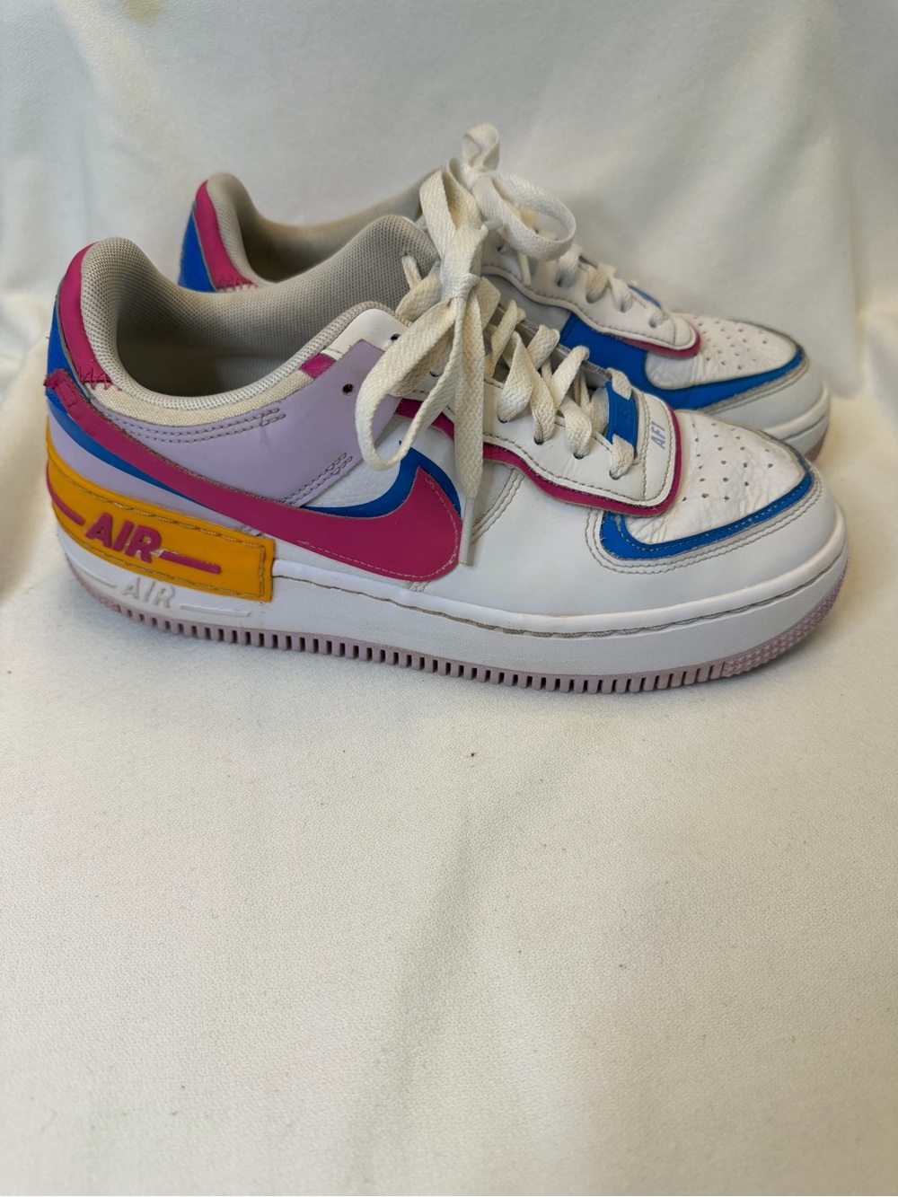 Nike Air Force 1 Shadow 90s Pink Blue White Sneaker HF5064-100 Sz 8.5W